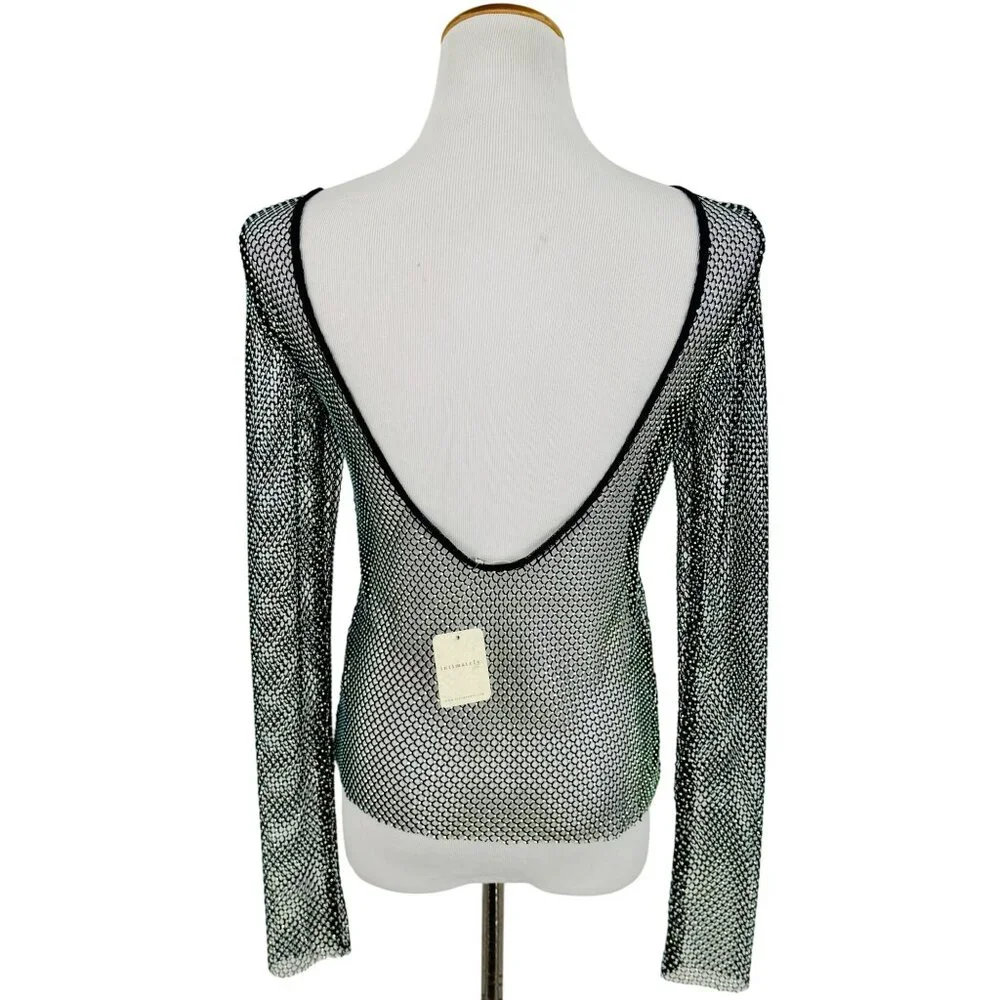 NWT Free People Rhinestone Sheer Mesh Scooped Back Top S| Sirencore Indie Sleaze - Picture 7 of 16